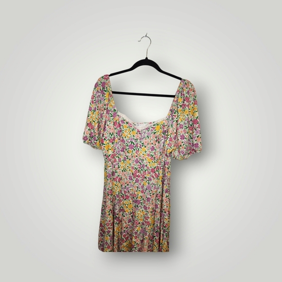 ASOS DESIGN short sleeve mini tea dress with lace trim in bright floral sundress - Picture 15 of 15